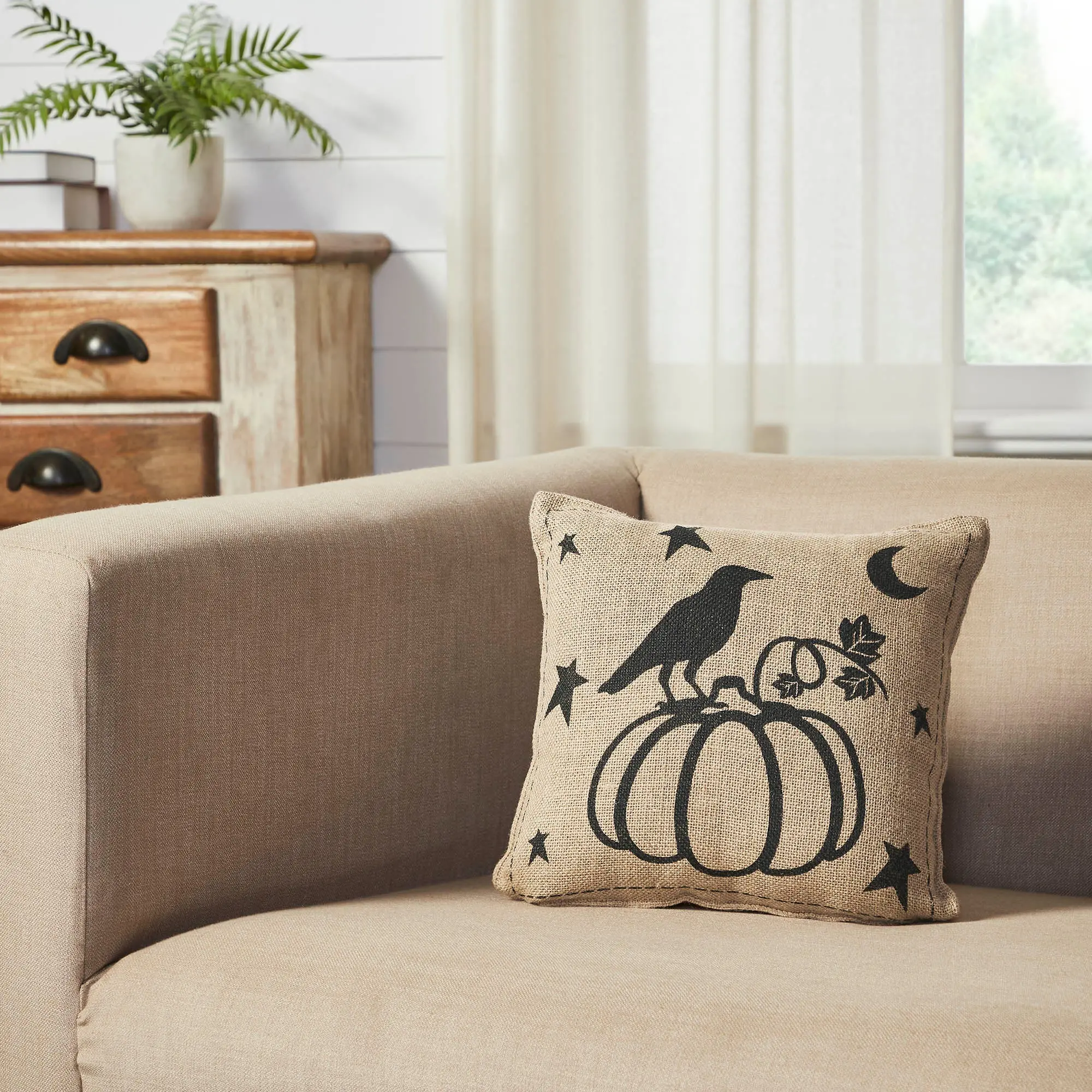 Raven & Pumpkin Gothic Fall Throw Pillow