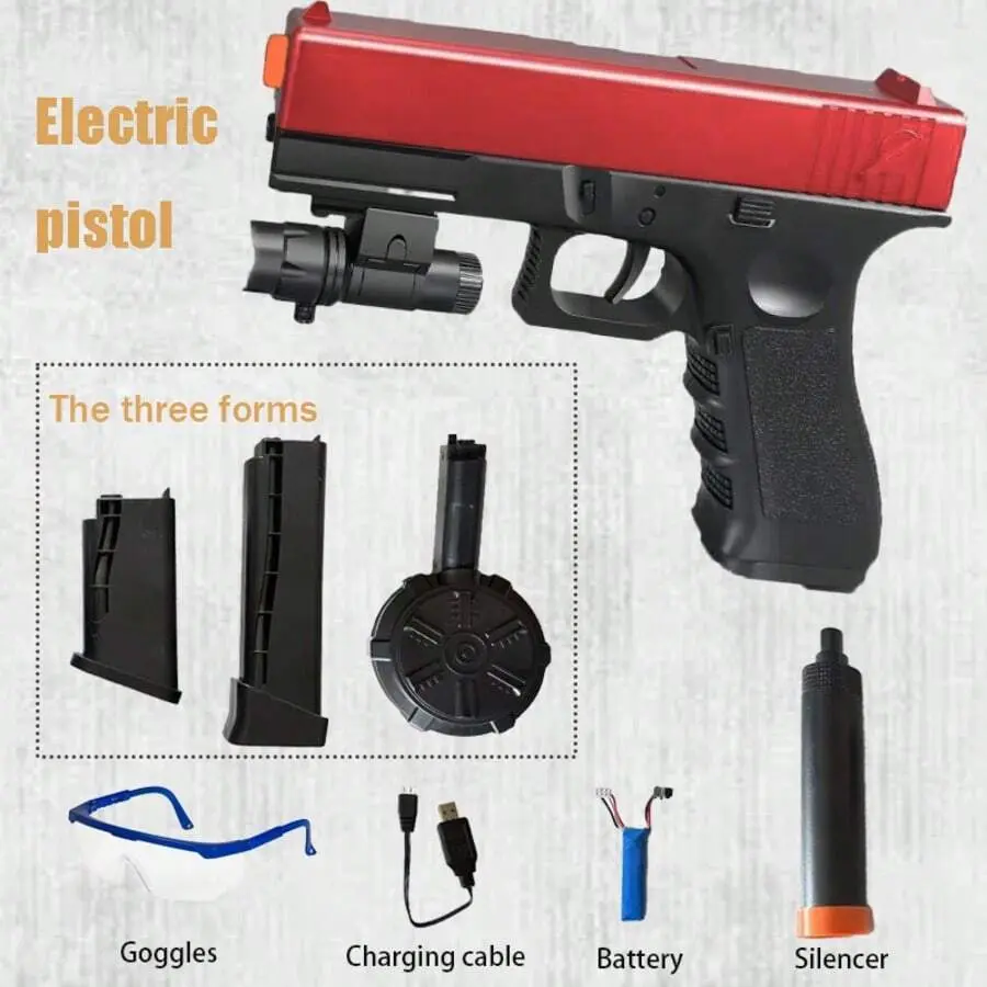 Rechargeable Electric Blaster Pistol, High Performance Shooting Toy, Cool Outdoor Activity Toy Gun, Shooting Game Party Favor, Halloween & Christmas Gift