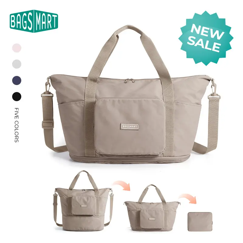 【NEW IN】BAGSMART Foldable Travel Bag - 37L Expandable Women's Personal Item Bag, Lightweight Water-Resistant Extra Carry-On Luggage Essential summerwins tiktokshopsummersale
