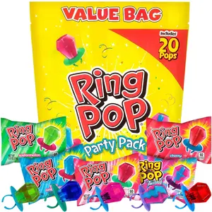 Ring Pop Easter Candy Lollipops, 20 Ct Variety Pack in Assorted Fruity Flavors, Bulk Individually Wrapped Hard Candy Lollipops For Easter Basket Stuffers, Party Favors, Treats and Gifts for Kids