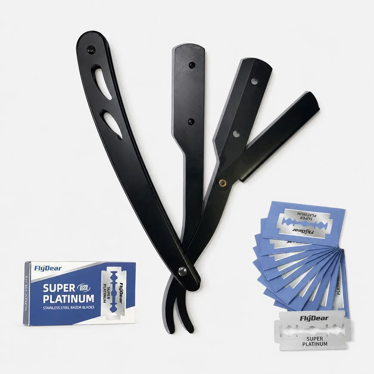 Professional Straight Razor Kit with 100 Replacement Blades - Foldable Retro Manual Shaver for Men, Women & Barbers