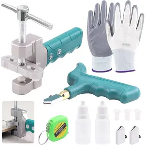11 Pcs Glass Tile Cutter Tool Kit with 2 in1 Handheld Hard Alloy Tile Opener, Blades, Pads, Professional Ceramic Glass Breaking Pliers Set for DIY Home Glass & Tile Cutter