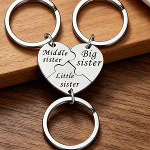 3PCS Sister Keychain Sister Gifts from Sisters Birthday Gifts from Sisters in Law Wedding Big Sisterr Gift for Girls Little Sisterr Matching Keychain Sibling Mothers Day Presents Christmas