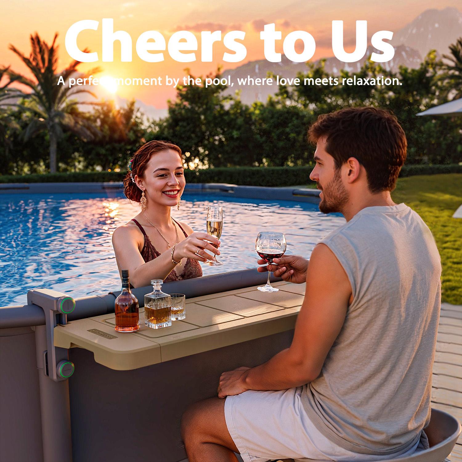 Poolside Bar, Swim Up Bar Exclusively for Above-Ground【Round & Oval 】 Pools. Patio Poolside Table Smart Fold Easy Maintenance, Weather Resistant Stable Tabletop Poolside Bar, Swim Up Bar Exclusively for Above-Ground【Round & Oval 】 Pools. Patio Poolside Table Smart Fold Easy Maintenance, Weather Resistant Stable Tabletop