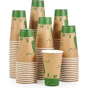 210 Count 16 oz Paper Cups,  Compostable Paper Coffee Cups with PLA Lined, Disposable Biodegradable Hot Paper Cups for Party, Picnic, Travel, and Events