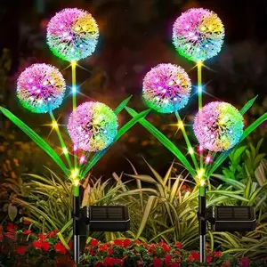 2 PCS/4 PCS Solar Garden Flowers Lights, Dandelion Outdoor Decorative Lawn Light, Garden Decorative Lighting for Garden Landscape, Energizing Atmosphere for Your Yard