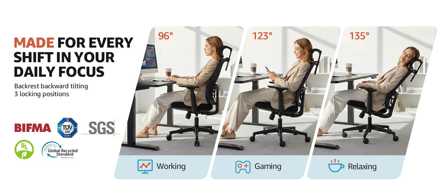 ErgoSift M1 Ergonomic Mesh Office Chair - Black Mesh, PU Leather, Plastic & Stainless Steel Parts, Adjustable Headrest, 3D Armrests, Lumbar Support, Seat Slide, 330 lb Capacity, Good Posture, Durable, Assembly Required, Home Office Use ErgoSift M1 Ergonomic Mesh Office Chair - Black Mesh, PU Leather, Plastic & Stainless Steel Parts, Adjustable Headrest, 3D Armrests, Lumbar Support, Seat Slide, 330 lb Capacity, Good Posture, Durable, Assembly Required, Home Office Use