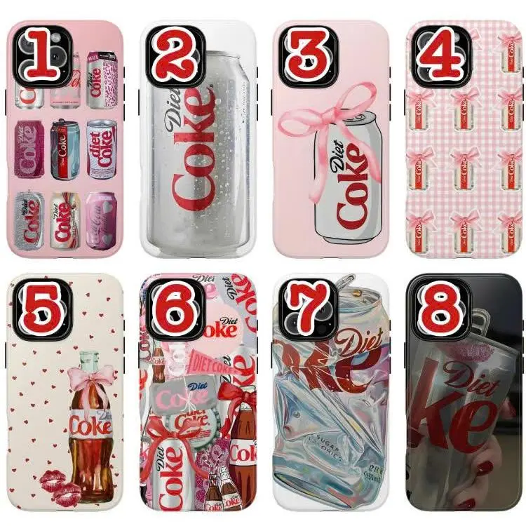 Diet Coke Aesthetic Rubber Cellphone Case - Cute Pink Soda Collage, Shockproof, Wireless-Friendly, Customize iPhone, Compatible with iPhone 11-17 Series, Mobile Device Accessory, Summerwins, Iphone Series