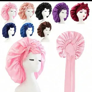 Silky Satin Sleep trendy Bonnet For Women With Adjustable Bow Ties - Luxurious Hair Protection Cap For Curly/Natural Hair, Multi-Color Options, Soft Nighttime Hair Care Essential,Bonnet,Shower Cap,Hair Products And Accessories For Barber Salon Beauty