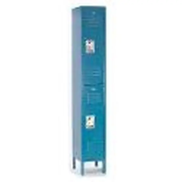 Nexel Industries ID122KDTN Ready-to-Assemble Double-Tier 2-Door Steel Locker - Tan Commercial Healthcare Secure Locking Tall Cabinet with 5-Knuckle Security Hinges, Reinforced Frame, Extra Wide Louvers, 12x12x36 in., Double & Single-Prong Coat Hooks