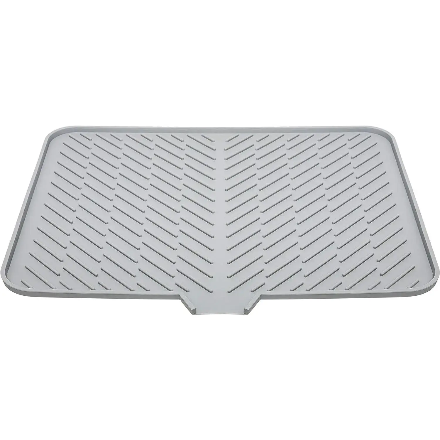 Grey Silicone Dish Drying Mat (23x17in) for Kitchen Supplies, Sturdy Compact Tray with Built-in Drain Lip, Hygienic, Easy to Clean, Surface Protection, Water Build-Up Prevention