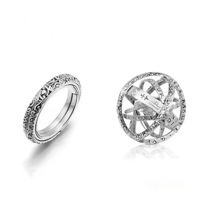 Retro Astronomical Ball Ring, Openable and Reversible Spherical Universe Necklace, Fashion Jewelry for Men and Women