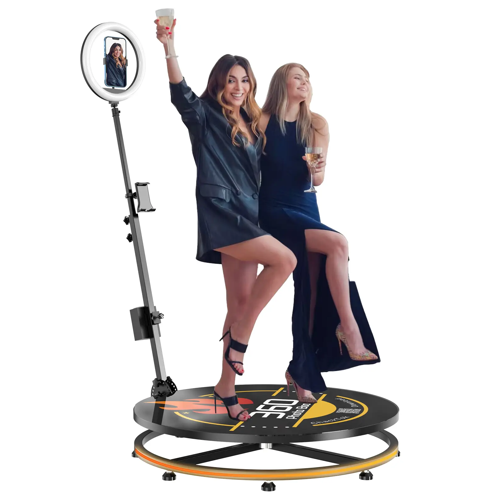 OHYEAHSPIN 360 Photo Booth Machine with Remote Control Software APP  Slow Automatic  Motion 360 Spin Camera Booth for 1-3 People (22.5in)