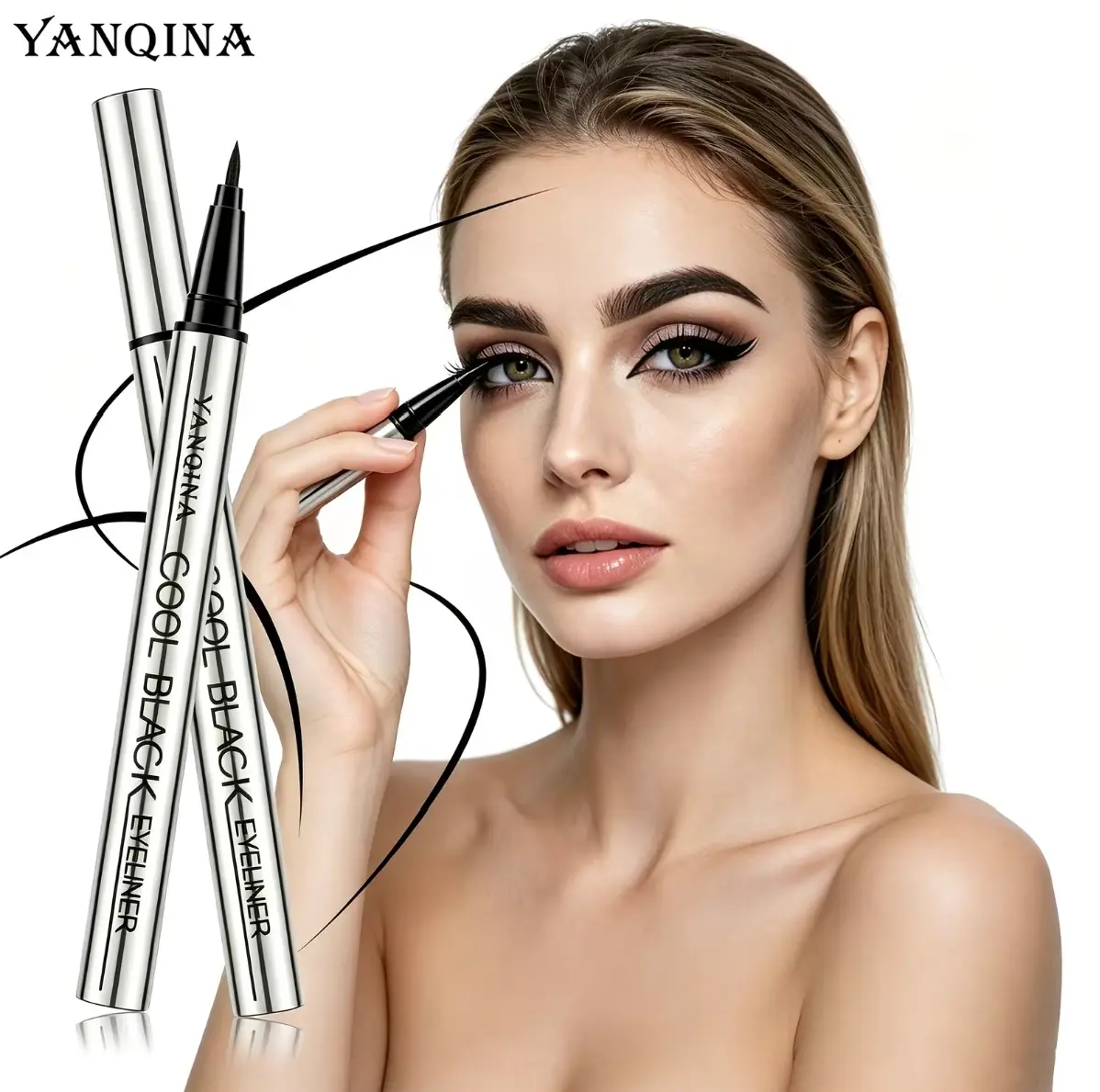 3PCS Vegan Jet Black Matte Eyeliner Pen - Creamy Gel Formula, Transfer-Proof Durable Long-Wear Waterline Eyeliner, Beauty Products for Adults' Daily Smokey Eye Single Item Makeup Cosmetic, Transfer Proof Makeup