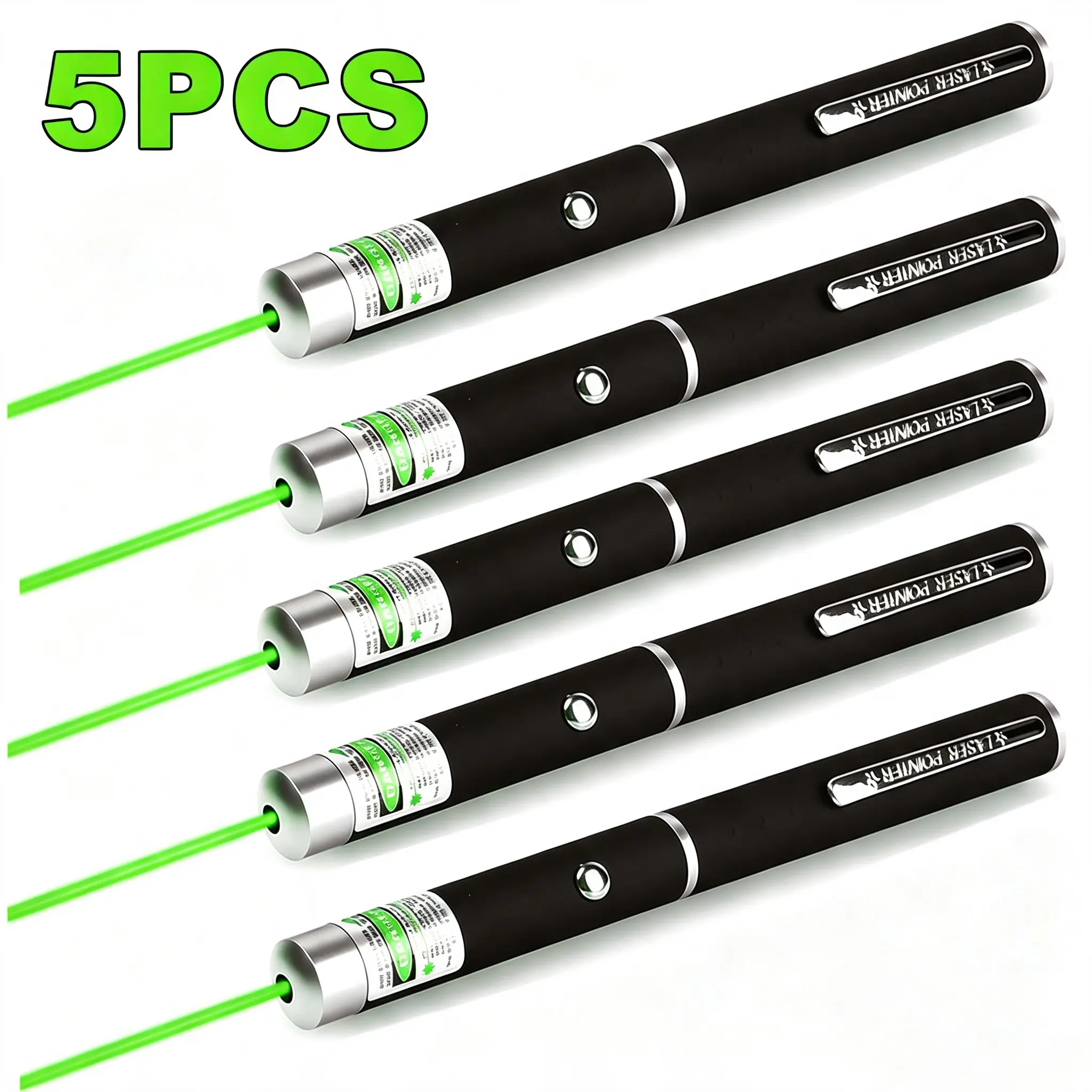 Green Laser Pointers, 5 Pack Unisex Set with Copper Body - Compact, Pocket-Fit Teaching Aid for Presentations & Astronomy, Compact Form, Use, Colleagues