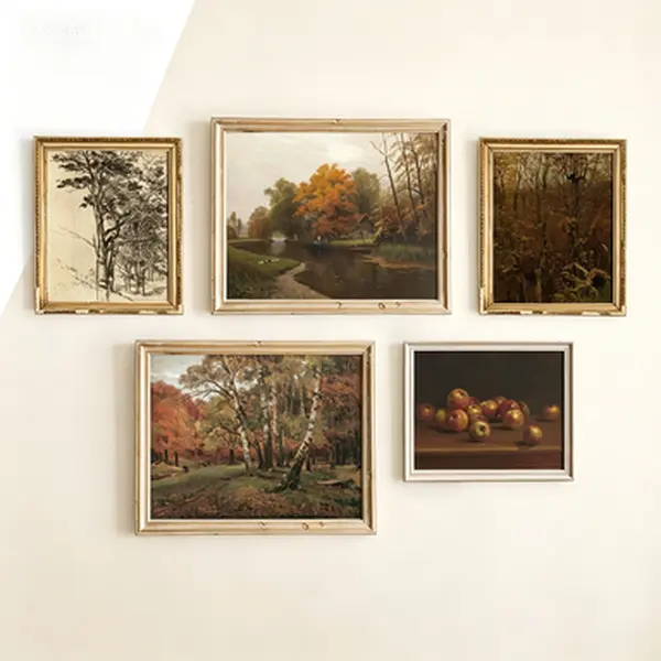 Autumn Gallery Wall Set of 5 - Aesthetic Vintage Posters for Room Decor, French Country Artwork Prints for Wall Decor, Fall Scenery Art for Home, Unframed Wall Art Collection