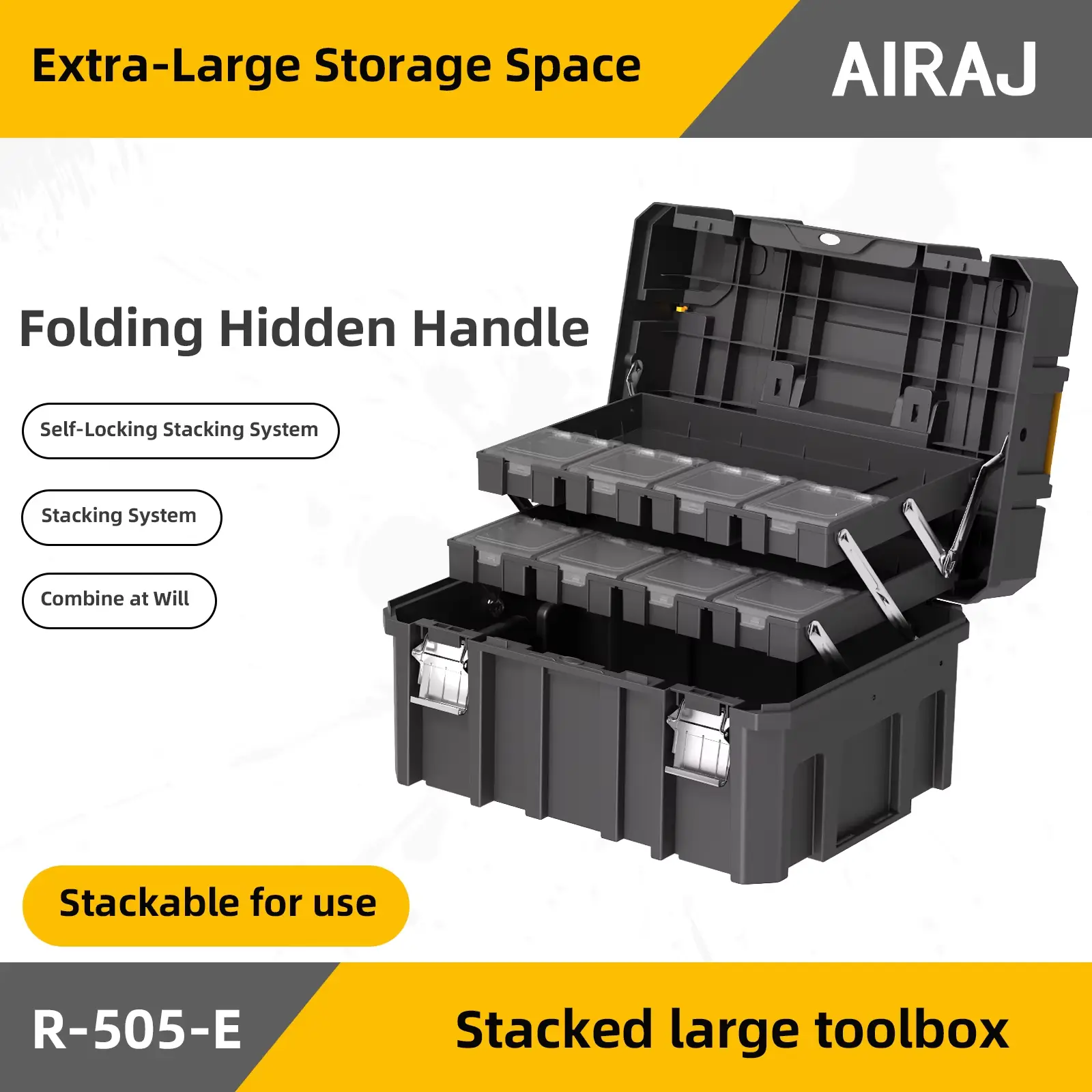 3-layer Folding Tool Box Stackable Multifunctional Matching Stacking Combination Tool Organizer Stackable Parts Box