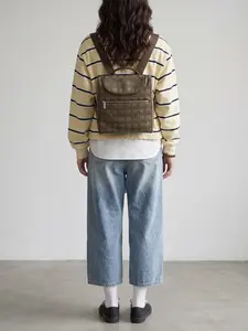 Pre-owned CHANEL cloth Backpacks CC Vintage Chocolate Bar Backpack Green