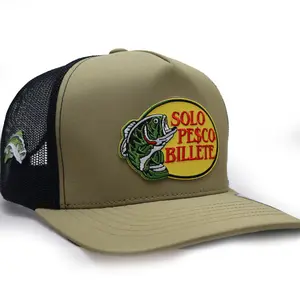 Solo Pesco Embroidered Khaki/Black Mesh 804 Style Adjustable One Size Fits All Breathable Comfortable Fit hat