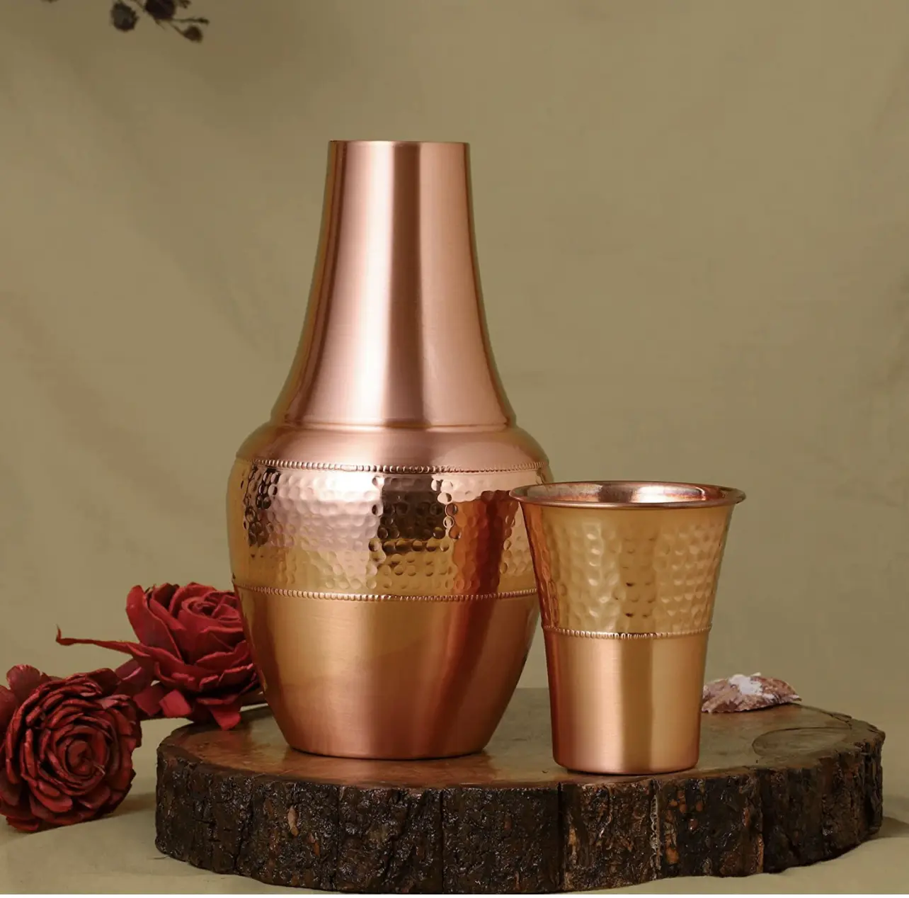 Vestial Opulence Ayurvedic Copper Water Bottle Decanter Bedside Edition