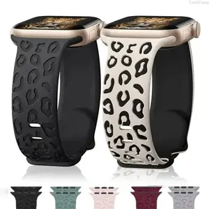 Leopard Engraved Silicone Apple Watch Band, Stylish Pattern Strap Compatible with Apple Watch Series and Ultra (38–49mm), Soft Durable Wristband for Everyday Wear and Casual Style