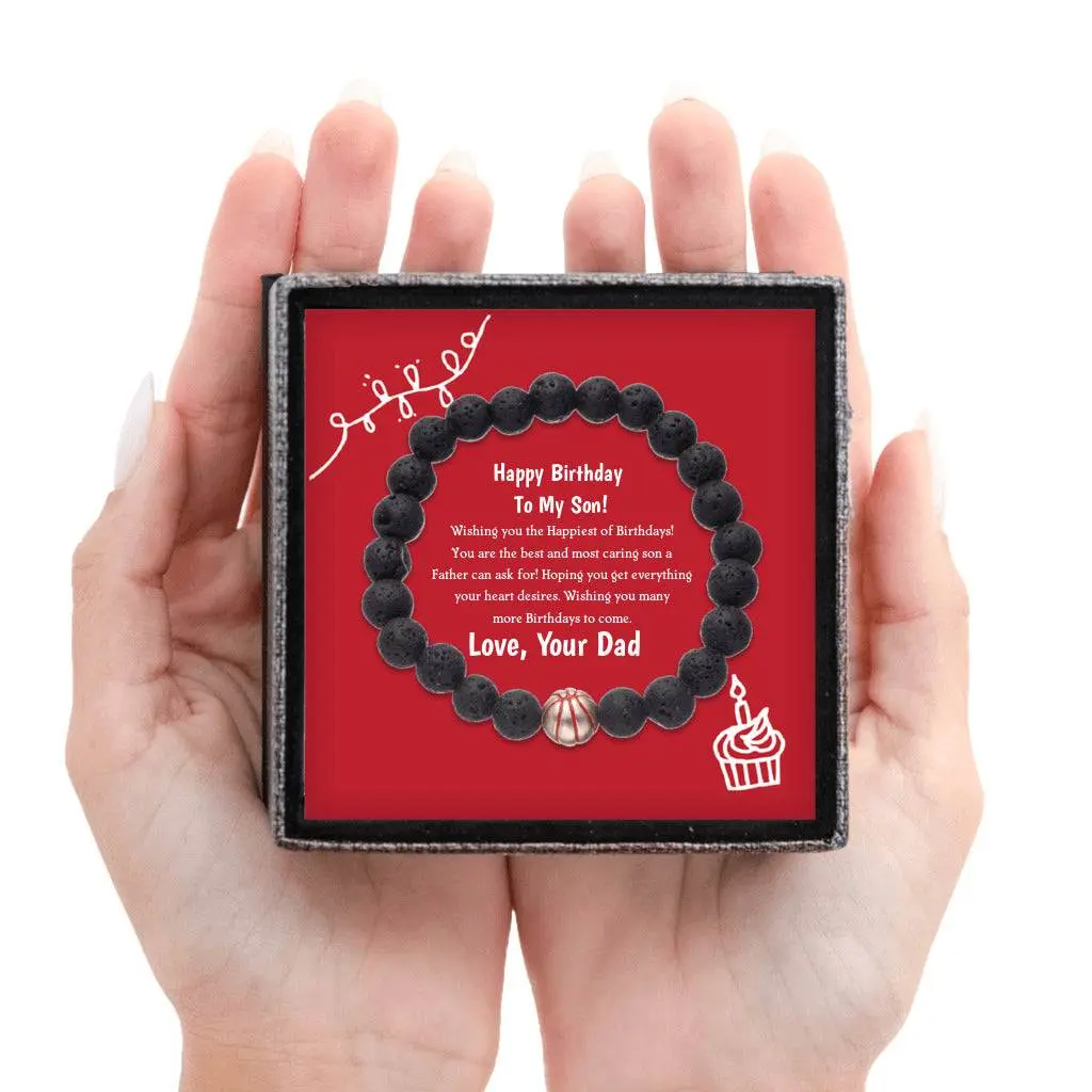 Fashion Accessories Basketball Charm Bead Bracelet with Elegant Box and Message Card