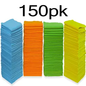 150 PK Microfiber Cleaning Cloth - High Performance - 1200 Washes, Ultra Absorbent Microfiber Towel Weave Grime & Liquid for Streak-Free Mirror Shine -, Car Washing Cloth, Microfiber Cleaning Towels