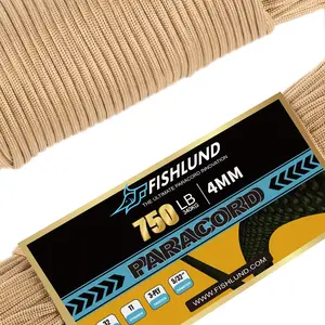 750lb Paracord, 4mm 11 Strand Parachute Cord, Heavy Duty Nylon Paracord Rope for Camping, Outdoor, Desert Tan, 50FT