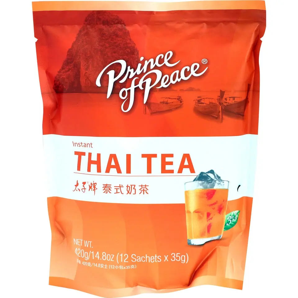 Prince of Peace Traditional Thai-Style 3-in-1 Instant Milky Dairy Tea Powder Beverage, 12 Sachets, 420g, Great-Tasting Tea Substitutes