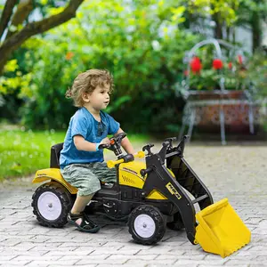 Kids Ride on Excavator Yellow Pedal Go Kart with Front Loader Digger for 3 Year Old Forward Backward Pedals for Backyard Driveway Sandbox Playground