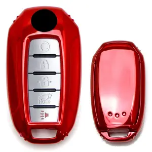 iJDMTOY Glossy Red Finish TPU Key Fob Protective Case w/Face Panel, For Infiniti 2020-up Q50 Q60 QX50 QX55 QX60 Smart Key Fob