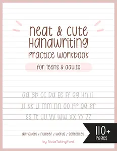 Neat and Cute Handwriting practice Workbook for adults and Teens: Improve your handwriting skill & Practice with Monoline lettering Practice Page, ... worksheet for adults, My Chewycake font