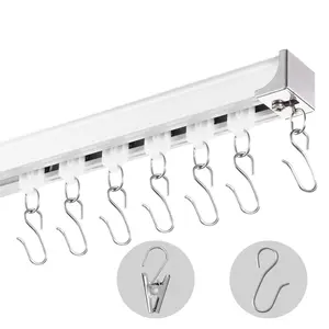 VEVOR Ceiling Curtain Track Set, 8.9 FT/2.7 Meter, Sliding Ceiling Track System for Curtains, Room Divider Curtain Track Ceiling/Wall Mounted for Living Room Bedroom with Hooks and Hardware, White