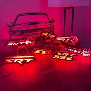 RGB LED Grille Badge – SRT, Hellcat,Scat pack, halloween gifts(Fits Dodge Charger, Challenger, Durango, Grand Cherokee, Jeep, Ram)