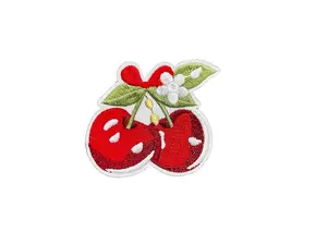 Cherries with Flower Stem Embroidered Patch