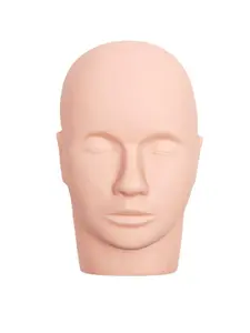 Professional Training Mannequin Head, Flat-top Silicone Material with Soft Touch. Ideal for Makeup Practice, Face Painting, Eyelash Extensions and More. Easy to Clean and Reusable.