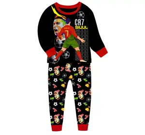 Cristiano Ronaldo No. 7 Football Jersey Boys Pyjamas Set CR7 Fans Kids Football Player of the Year Fans Merch Pyjamas 3D Printing pjs Ball Uniform Child Christmas Gift Teen fancy Nightwear Party sweatshirt Youtuber Nightwear Juventus Football Club S.P.A