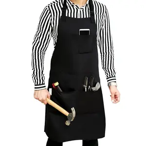 Ruvanti Adjustable Apron With Pockets For Men/Women - XXL - Durable Black Apron For Chef, Barber, BBQ, Kitchen, Cleaning
