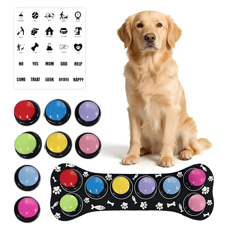 Dog Buttons Talk And Communication Buttons, 6-Pack And 8-Pack Dog Buttons Set for Training (Dog Training Clicker, Durable Easy-Clean Pet Training Mat, Dog Additions And Supplies, Dog Stuff, Dog Training Equipment, 6/8-Pack for Different Needs) summervibes