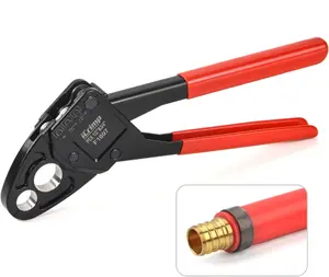 Combo Angle  Pex Pipe Plumbing Crimping Tool for Copper Crimp Jaw Sets 1/2" & 3/4" with Go/No-Go Crimp Gauge