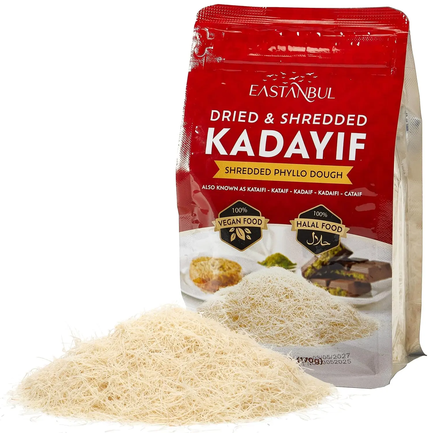 Eastanbul Dried Chopped Kataifi Shredded Phyllo Dough 6oz, Crispy Kadayif Pastry for Dubai Pistachio Chocolate, Kunafa, Knafeh Desserts