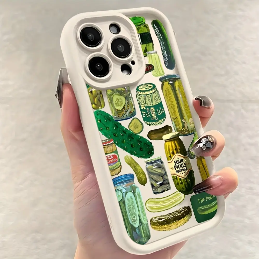 Phone Case - Artistic Pickle-Themed Phone Case Compatible with for iPhone 17 E Air Pro ProMax iPhone16 15 14 Plus 13 12 Mini 11 X XS XR, Featuring a Soft TPU Back Cover Designed to Prevent Falls