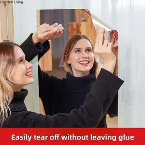 Self-adhesive mirror sticker with backing tape, 20 × 78 inch, soft glass mirror for self-service/glass doors, home use, full-length mirror, Instagram‑style bedroom reflective film