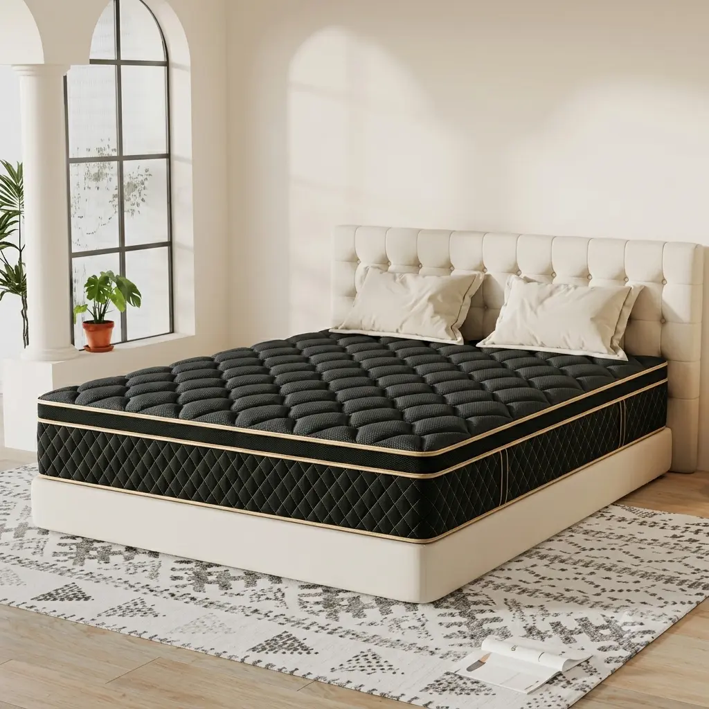 Premium Bed Mattress - 10/12/14 In Foldable Cotton Memory Foam & Spring Mattress, Medium Firm, Lumbar Support, Ergonomic, Boxed, for Home/Hotels, Queen/King Size Bed, Holiday Gift Option, Supportive Memory Foam