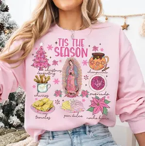 Coquette Christmas 'Tis The Season T-Shirts, Crewneck Sweatshirts & Pullover Hoodie – Mexican Christmas, 'Calories No Cuentan', Pink Spanish Xmas & Tuki Donkey Tee, Perfect Gift for Her NMHT