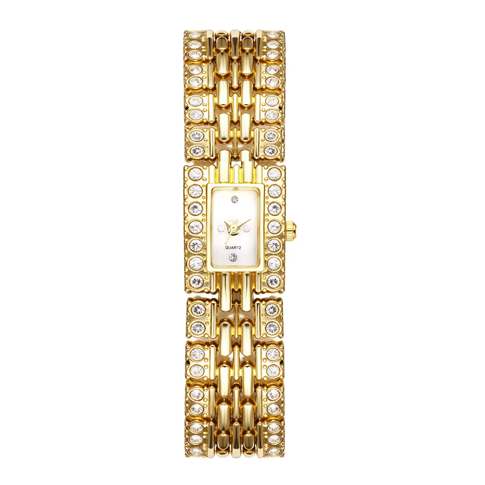 OIDEA Women's Fashion Square Exquisite Watch - Full Zirconia Dial, Diamond-Accented Gold Bling Hip Hop Style, Analog Quartz Movement, Removable Strap, Party-Ready Versatile Ladies' Timepiece Set, Fashion Square Watch summerwins