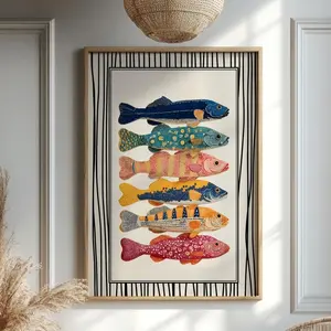 Colorful Fish Poster Thin Striped Trendy Fish
