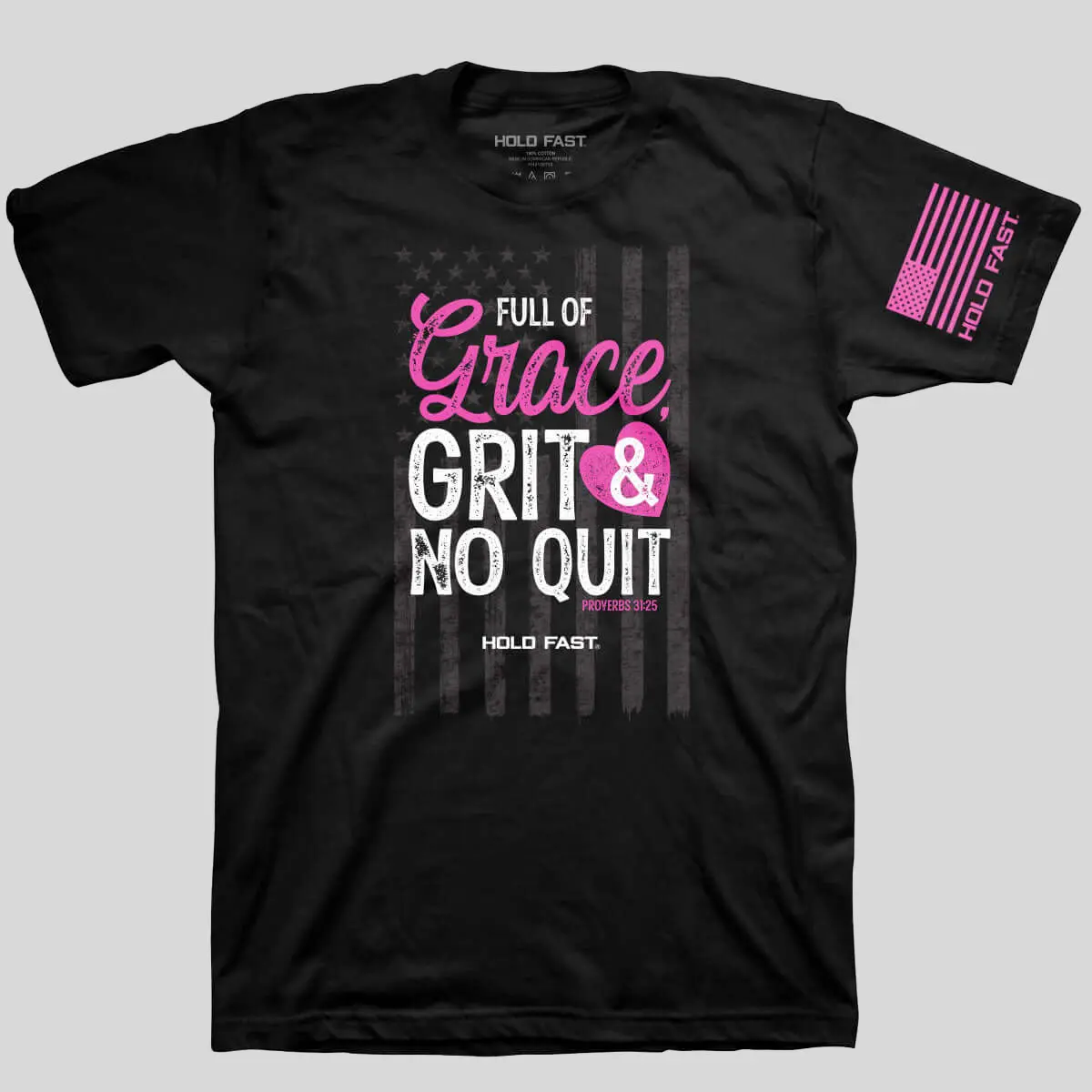 HOLD FAST Lady's Cotton Knit Short-Sleeve T-Shirt, Grace & Grit Design, Versatile for Pairing with Bottoms