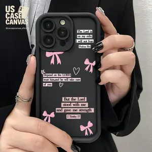 Bible Verses And Bows Pattern Fashionable and Popular Shock-Proof Anti-Fingerprint Full Coverage Thick Protective Phone Soft Case Compatible with iPhone 7/8/11/12/13/14/15/16/16Pro/Plus/16Promax/X/Xs Max/Xr/12/13mini