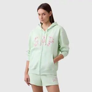 GAP Women Relaxed Logo Zip Hoodie - Comfortable Fleece, Everyday Wear, Soft & Cozy, Perfect for Casual Outfits